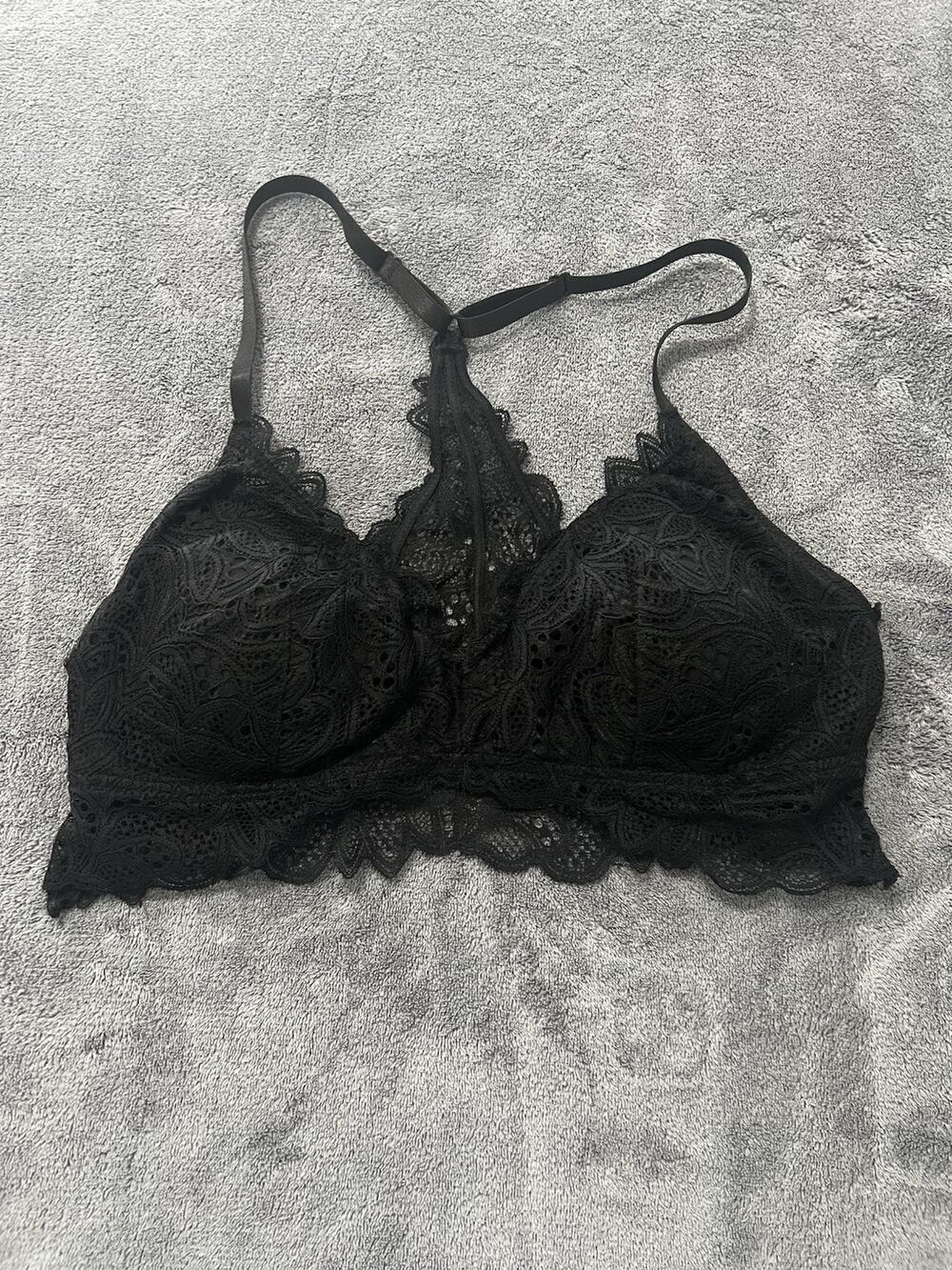 Black Lace Bralette Layering Crop Top Large Wireless Nicole Miller